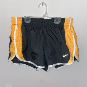 Nike grey and orange dry-fit shorts, size S